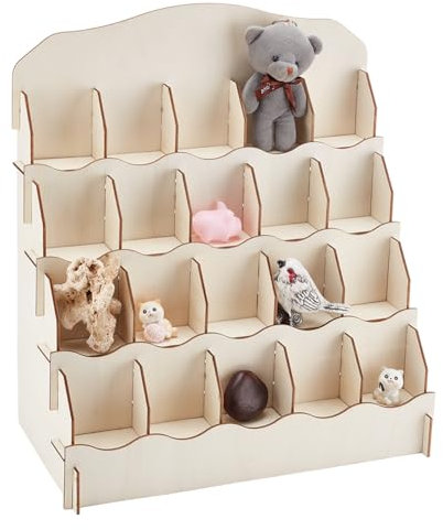 PH PandaHall 4 Etagen Kartenständer 20 Regale Aufkleber Display Rack Grußkartenständer aus Holz Tragbarer Aufkleber-Display-Ständer für Ladentheke Vendo