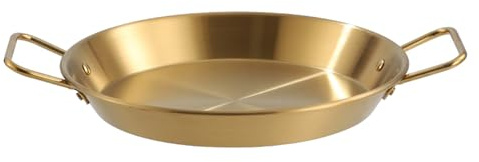 Tomotato Paellera Inducción de Acero Inoxidable, Dorada Diámetro de 21cm, Recubrimiento Antiadherente, para Todas las Cocinas