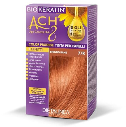 Dietalinea Tinta per Capelli Senza Ammoniaca BIONDO RAME 7/R | Colore Capelli Biokeratin con 8 Oli Phyto Hair Care system e Hyalu Complex -Nutre il capello in profondità | Illumina il colore