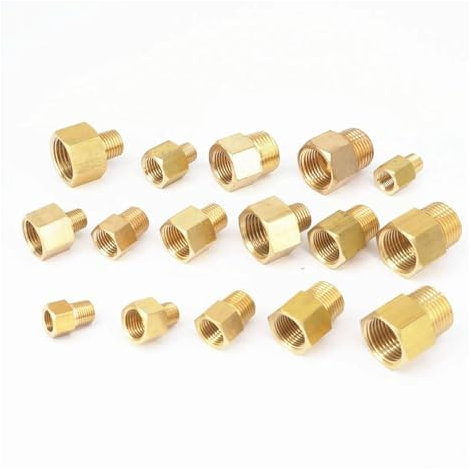 MEXEWORD 1/8 1/4 3/8 1/2 NPT Female To Male BSP Brass Pipe Fitting Adapter For Pressure Gauge Gas Fuel Water(Type 9)