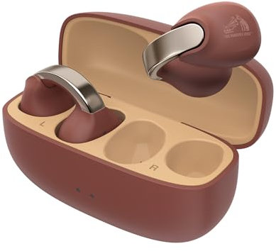 JVC Auriculares Inalámbricos Bluetooth | 24h de Batería y Carga Rápida | Oido Abierto | Ligeros y Resistentes al Agua | Deportivos con IPX4 y Control Táctil - HA-NP1T Granate