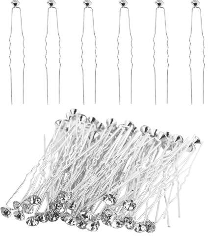 60 Stück Haarnadeln Strass, Haarnadeln Hochzeit Haarschmuck Strass, Haarschmuck Braut Brautjungfern Kopfschmuck Silber