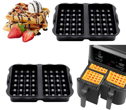 TOKSEO Lot de 2 inserts gaufrés en silicone pour friteuse à air chaud, accessoires compatibles avec Ninja AF300EU, AF400EU, AF451EU, SL400EU et AF500DE, accessoires de gaufres belges
