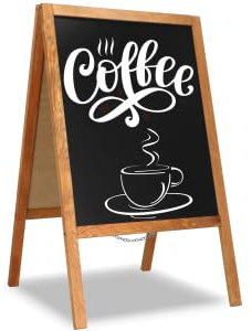 Muntel Kundenstopper -Kreidetafel - Beidseitig - Holzrahmen - kreideTafel zum Beschriften - Kreide für Tafel - Kreidetafel für Gastronomie - KreideTafel - Kundenstopper Outdoor - Restaurant - Schwarz