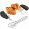 Wisebom Tostapane in acciaio inox con pinza da cucina, tostapane pieghevole con manico antiscivolo, supporto per tostapane per pane, tostapane per cucina, picnic