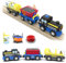 DxxD Train de Locomotives à Piles, Train Electrique pour Chemin de Fer en Bois (Connexion Magnétique), Voiture Jouet pour Voie Ferrée Compatible avec Thomas, Brio, Jouet Enfant 3 4 5 6 7 8 Ans