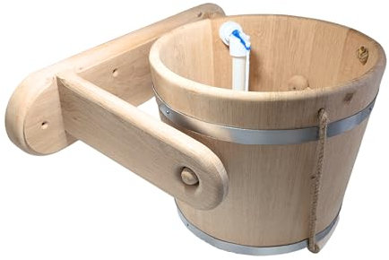 Sauna Eimer Schwalldusche Schwalleimer Saunadusche Eimerdusche 20 Liter Eiche – Handgefertigt, mit Halterung, Stabil und Langlebig, Ideal für Saunaerlebnis