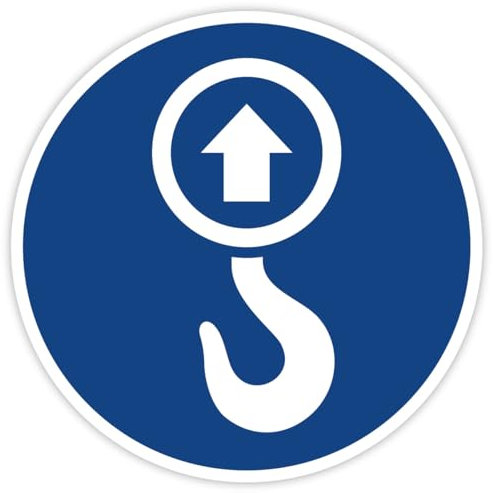 25x Aufkleber „Anschlagpunkt Hebepunkt“ Kranhaken Sticker auf Bogen Blau | 2 Größen | Made in Germany, Größe: 25 Stück auf Bogen | Ø 30 mm