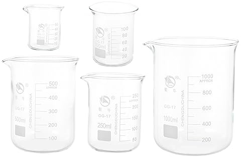 Homoyoyo 5pièces Béchers De Laboratoire Verre Transparent Gobelets Doseurs Gradués Pour Mesure Précise Outils De Mesure Pour Expériences
