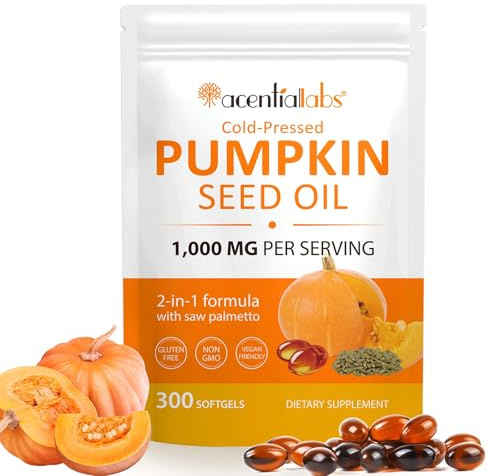 Kürbiskernöl Kapseln 3000mg 300x VEGAN, Kürbiskernöl kaltgepresst,Mit natürlichen Vitamin E | Hochdosiert, Pumpkin Seed Kapseln, 45% Linolsäure