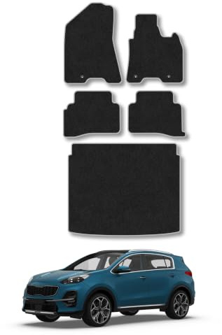 Kia Sportage (2016-2022) Carpet Car Mats | Grey Edge Trim Tailored Fit Floor Mats Full Coverage Protection Accessories Easy Clean Anti Slip Made in the UK