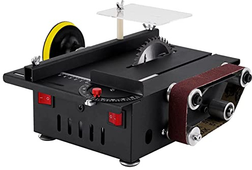 Mini sierra de mesa y lijadora para manualidades de madera, herramienta compacta y multifuncional para corte y molienda precisos