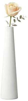21,6 cm hohe weiße konische Keramik-Vase mit kleinem Stiel, Blumenvase mit schmalem Hals, dekorativer Blumenaufsatz für Zuhause, Hochzeit, Tisch, Schlafzimmer und Schreibtisch