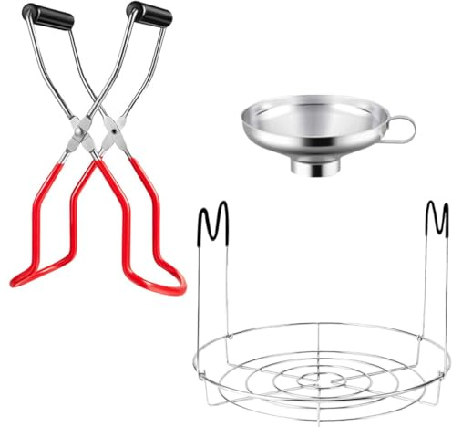 IMIKEYA 3stücke Teiliges Edelstahl Einmachglas Set Mit Klammer Trichter Und Hebevorrichtung Hitzebeständig Spülmaschinenfest Geeignet Für Einweckgläser Und Vorratsdosen Küche