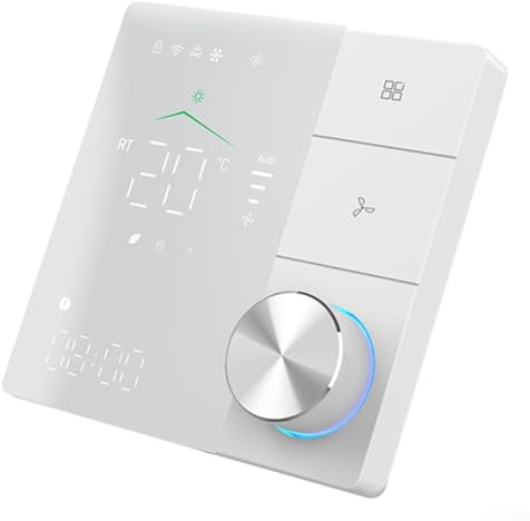Air Conditioner Temperature Controller 3-Speed, for Tuya WiFi Fan Coil Display Control Panel FCU Air Conditioner Controller(White)
