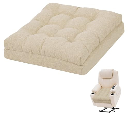 GOFORIT Sitzerhöhung für Ältere 50x50x12cm, Exklusives Zweilagiges Memory-Schaum Sitzkissen mit Starker Stützkraft, Großes Stuhlkissen rutschfest für Sessel, Sofa & Boden, Beige