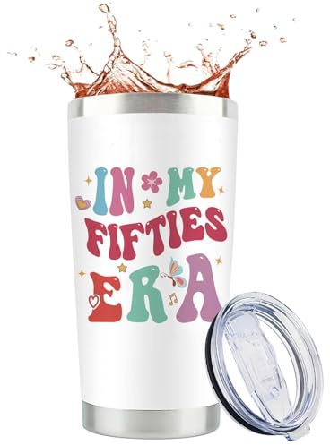 GiftGem 50th Birthday Gifts for Women - 50th Birthdays Creative Travel Mug, Interesting Personalized Mug, Bron in 50th Birthday Gifts for Grandma, Mum, Wife, Sister,Besties, Best Friend