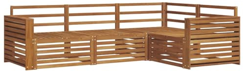 vidaXL Outdoor-Sofagarnitur 4 pcs Natur Massivholz Akazie, Moderne Garten-Sofa-Ecke, haltbare Lounge-Möbel für draußen, gemütliche Terrasse-Sitzgelegenheiten