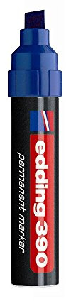 edding 390 Permanentmarker - blau - 1 Stift - dicke Keilspitze 4-12 mm - wasserfest, schnell-trocknend - Multimarker, Universalstift - für Karton, Kunststoff, Holz, Metall, Glas, Stein, Leinwand