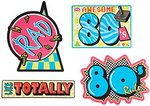 Beistle 54340 4-Pack Awesome 80's Cutouts, 16-Inch