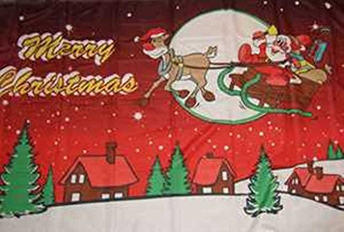 Frohe Weihnachten rot mit fliegendem Schlitten Modell 2012 Fahne Flagge Grösse 1,50x0,90m Merry Christmes