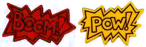 Bluebubble MY HERO Boom Pow Stud Earrings on Gift Card