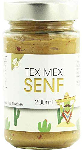 Senf Tex-Mex-Senf Tex-Mex-Senf Vegan hausgemacht BARRIQUE-Feine Manufaktur Deutschland 200mlGlas