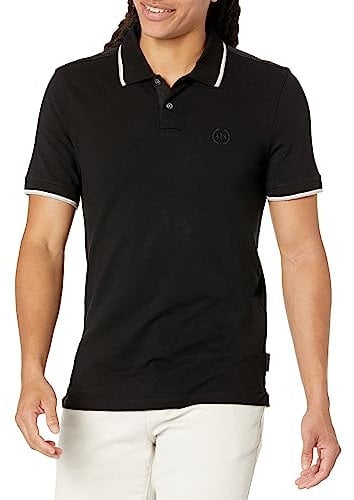 Armani Exchange Men's Double Stripe Polo Shirt, Black (Black 1200), Small