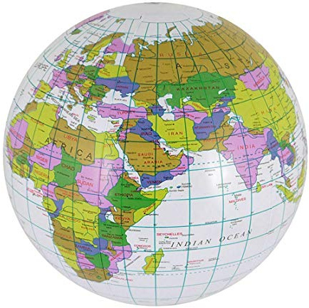 21Fashion Aufblasbarer aufblasbarer Globus, 40 cm, Atlas-Weltkarte, Erde, Lernspielzeug, 40 cm, 6 Stück, Einheitsgröße