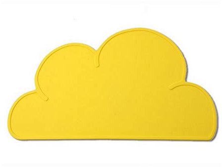 AJINGE Kinder Silikon Wolke Tischset Rutschfest Waschbar Tischset tragbar Baby Tischsets Esstisch Dekoration Matten Spülmaschinenfest(Gelb)