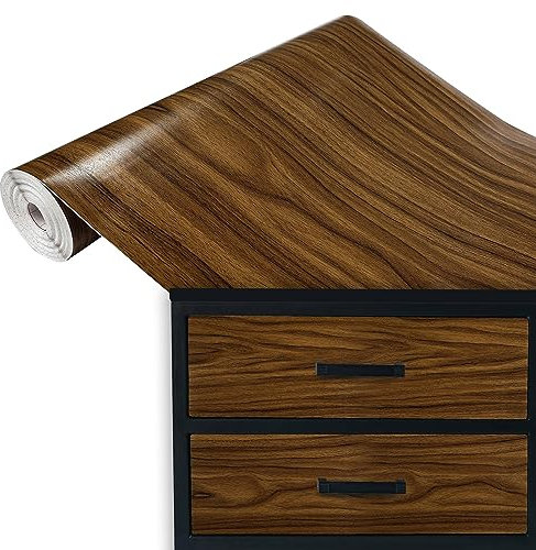 Klebefolie Möbel 45x100 cm | Selbstklebende Möbelfolie in Holzoptik - wasserfest und zuschneidbar | Folie für Möbel ideal zum Renovieren von Schränken, Türen und Arbeitsplatten | Nussbaum Mittel