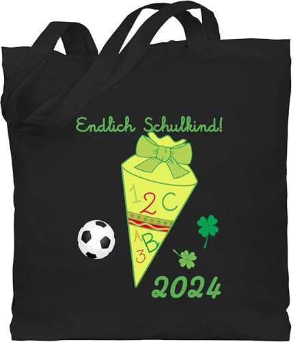 Shirtracer Baumwolltasche - Schulanfang & Einschulung Geschenk Turnbeutel - Endlich Schulkind 2026 Schultüte ABC gelb/grün - Unisize - Schwarz - schultasche schule jungen 1. klasse schulanfänger 2025