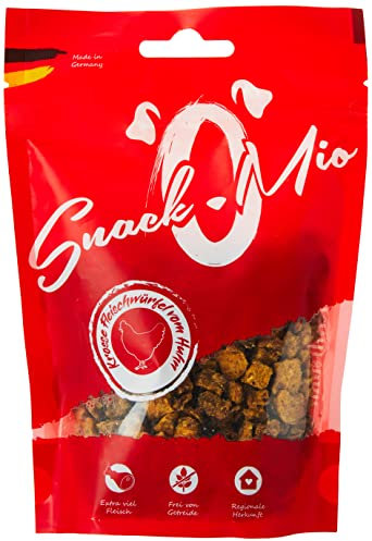 SNACKOMIO - Friandise pour chien de qualité supérieure - cubes de viande de poulet juteuse 125g, sans céréales, 1 paquet (1 x 125g)