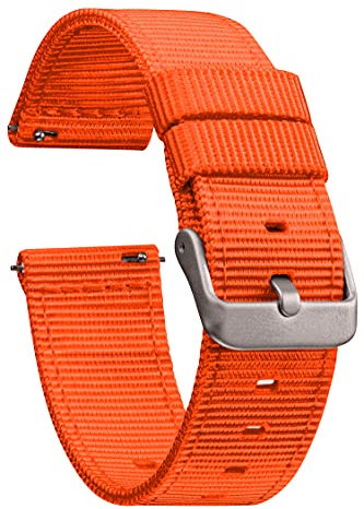 GadgetWraps Bracelet de montre en nylon de 22 mm avec broches à dégagement rapide - Compatible avec Fossil, Pebble et Samsung - 22 mm - Orange pur - 22 mm