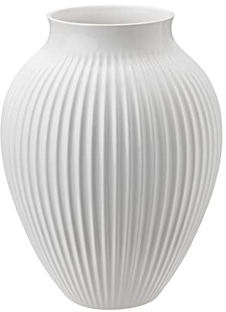 Knabstrup Keramik | Gerillte Vase | Geformt mit Lehm und Leidenschaft | Elegante und Klassische Form seit 1897 | Modern Anmutend | Weiß | 27 cm