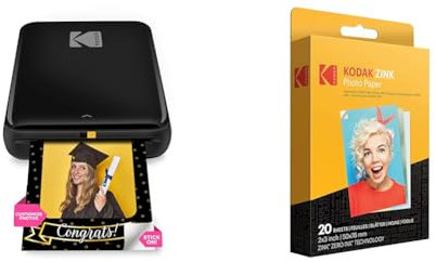 KODAK Step Drucker Drahtloser mobiler Fotodrucker & 2 x3 Premium Zink Fotopapier (20 Blatt) Kompatibel PRINTOMATIC Smile- und Step-Kameras und -Drucker, 20 Stück (1er Pack)