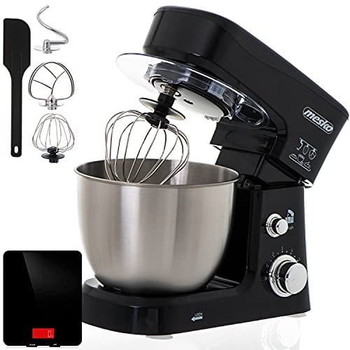 Mesko MS 4217B Mixeur Pétrisseur Professionnel Robot Cuisine Orbitale 1200 W Max 3,5 l 6 vitesses Inox + Balance Cuisine