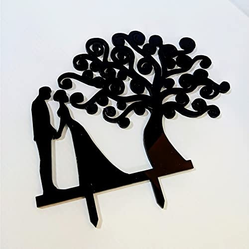 Cake Topper acrilico intagliato al laser Sposi con albero della vita MADE IN ITALY