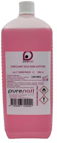 Purenail | DISSOLVANT morbido, senza acetone | flacone da 1 litro, per unghie | Qualità professionale
