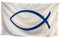 Fyon Flagge Jesus Christus, das echte Ding, UV-beständig, doppelt bedruckt und doppelt genäht, 150D-Polyester, 90 x 150 cm, Banner (Fisch)