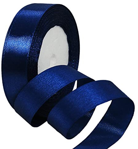 22m Satinband Geschenkband Dunkel Blau 25mm Breit,Seidenband Dick Schleifenband Satin Dekoband Geschenkverpackung Deko Band Stoffband für Halloween Weihnachten Hochzeit Taufe Geburtstag DIY-Handwerk