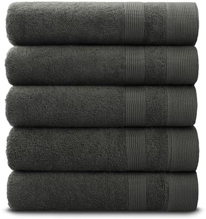PandaHome Handtuch Set aus Baumwolle - 5 Handtücher - 100% Baumwolle Towel, Schnelltrocknend Weich Saugstark 500 g/m² (Anthrazit)
