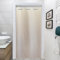 YISURE Hakenlos Duschvorhang Leinenoptik schwer Beige, 120 x 200 Schmal Badevorhang Kunstleinen Textil Stoff wasserabweisend Maschinenwaschbar, Breite 120 x Höhe 200cm