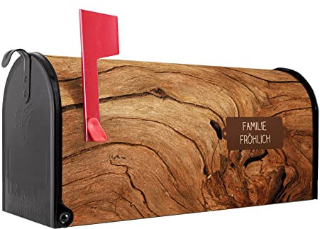 banjado® Amerikanischer Briefkasten - US Mailbox/Letterbox mit Motiv Trockenes Holz 51x22x17cm - Postkasten Stahl aus Amerika – Briefkasten amerikanisch pulverbeschichtet