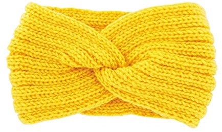 axy Damen Strick Stirnband mit Twist Knoten, Winter Haarband, Headband gestrickt Haarband (Gelb)