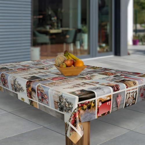 laro Wachstuch-Tischdecke Sterne Weihnachten Weihnachts-Motive PVC Wachstischdecke Eckig Meterware Wasserabweisend Abwischbar |20|, Muster:Weihnachten Collage, Größe:100x300