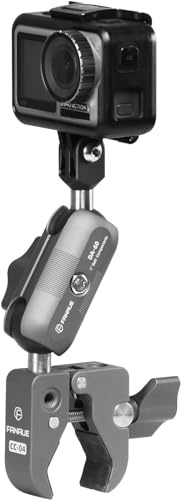 FANAUE CC-04 Strong Rod Clamp with DA-60 Double Socket Arm and GB-01 Action Camera Mount Interface 1 Ball Assembly,Suitable for Motorcycles, Bicycles, ATV/UTV, Scooters and Other Scenes