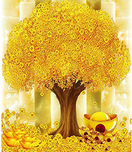 ALINUOYQ 5D Geldbaum Abstrakt Vollrundbohrer DIY Strass Bild