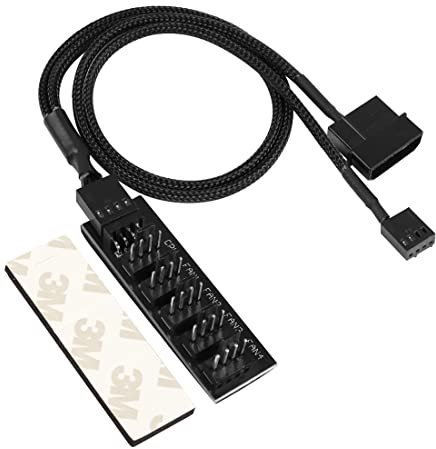 YACSEJAO 4 Pin PWM Fan Hub Spliiter, Sleeved 1 to 5 Way PWM PC CPU Cooling Fan Splitter Cable for computer PC Fan Cable
