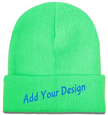 Wintermütze Beanie selber gestalten mit Fototext für Herren Damen Schwarz, grün, One size